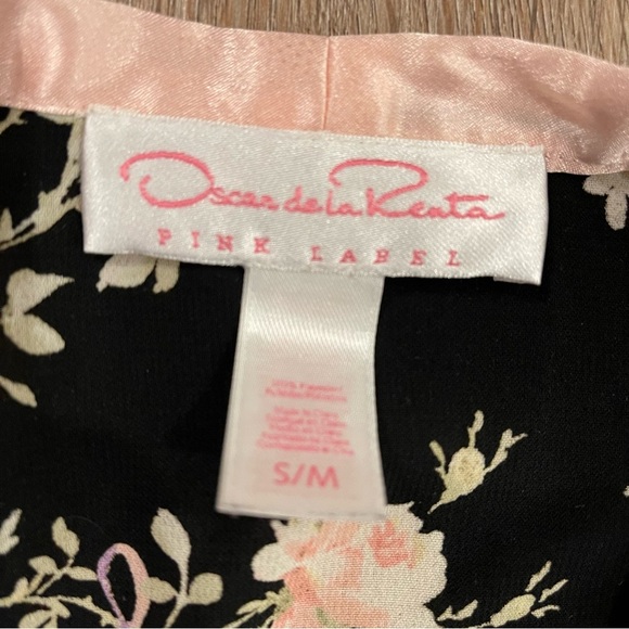Oscar de la Renta Pink Label Black Floral Kimono Wrap Lace Robe Sleepwear S/M - Picture 4 of 9